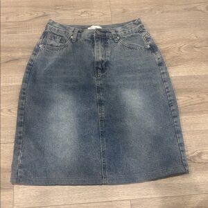 Oak + Fort High Waisted Light Blue Denim Mini Skirt
